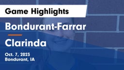 Bondurant-Farrar  vs Clarinda  Game Highlights - Oct. 7, 2023