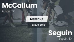 Matchup: McCallum  vs. Seguin  2016