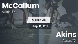 Matchup: McCallum  vs. Akins  2016