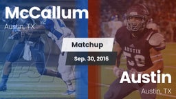 Matchup: McCallum  vs. Austin  2016