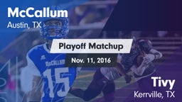 Matchup: McCallum  vs. Tivy  2016