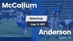 Matchup: McCallum  vs. Anderson  2017