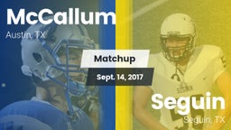 Matchup: McCallum  vs. Seguin  2017