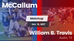 Matchup: McCallum  vs. William B. Travis  2017