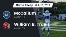 Recap: McCallum  vs. William B. Travis  2017