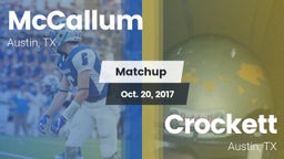 Matchup: McCallum  vs. Crockett  2017