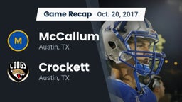 Recap: McCallum  vs. Crockett  2017