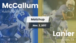 Matchup: McCallum  vs. Lanier  2017