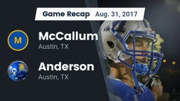 Recap: McCallum  vs. Anderson  2017