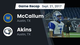 Recap: McCallum  vs. Akins  2017