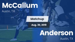 Matchup: McCallum  vs. Anderson  2018