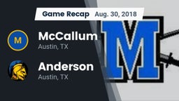 Recap: McCallum  vs. Anderson  2018