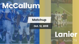 Matchup: McCallum  vs. Lanier  2018