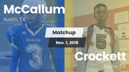 Matchup: McCallum  vs. Crockett  2018