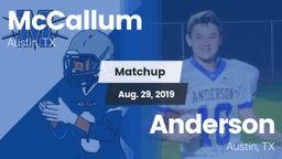 Matchup: McCallum  vs. Anderson  2019
