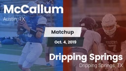 Matchup: McCallum  vs. Dripping Springs  2019