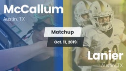 Matchup: McCallum  vs. Lanier  2019
