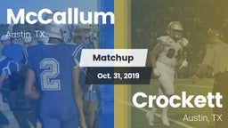 Matchup: McCallum  vs. Crockett  2019