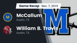 Recap: McCallum  vs. William B. Travis  2019