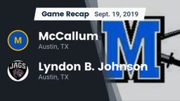 Recap: McCallum  vs. Lyndon B. Johnson  2019