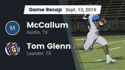 Recap: McCallum  vs. Tom Glenn  2019