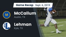 Recap: McCallum  vs. Lehman  2019