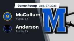 Recap: McCallum  vs. Anderson  2020