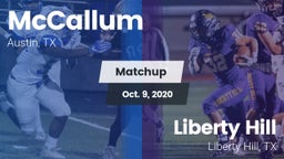 Matchup: McCallum  vs. Liberty Hill  2020