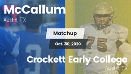 Matchup: McCallum  vs. Crockett Early College  2020