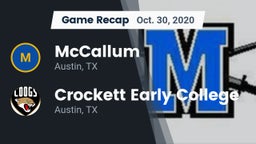 Recap: McCallum  vs. Crockett Early College  2020