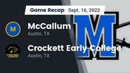 Recap: McCallum  vs. Crockett Early College  2022