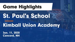 St. Paul's School vs Kimball Union Academy Game Highlights - Jan. 11, 2020