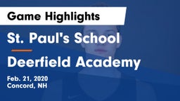 St. Paul's School vs Deerfield Academy  Game Highlights - Feb. 21, 2020