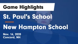 St. Paul's School vs New Hampton School  Game Highlights - Nov. 16, 2020