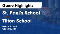 St. Paul's School vs Tilton School Game Highlights - March 5, 2021
