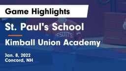 St. Paul's School vs Kimball Union Academy Game Highlights - Jan. 8, 2022