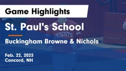 St. Paul's School vs Buckingham Browne & Nichols  Game Highlights - Feb. 22, 2023