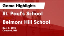St. Paul's School vs Belmont Hill School Game Highlights - Dec. 2, 2023