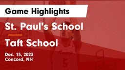 St. Paul's School vs Taft School Game Highlights - Dec. 15, 2023