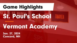 St. Paul's School vs Vermont Academy Game Highlights - Jan. 27, 2024