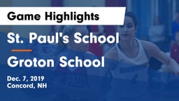 St. Paul's School vs Groton School  Game Highlights - Dec. 7, 2019