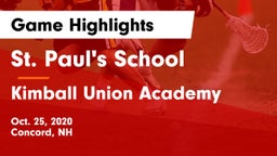 St. Paul's School vs Kimball Union Academy Game Highlights - Oct. 25, 2020