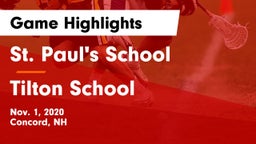 St. Paul's School vs Tilton School Game Highlights - Nov. 1, 2020