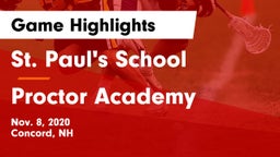 St. Paul's School vs Proctor Academy  Game Highlights - Nov. 8, 2020
