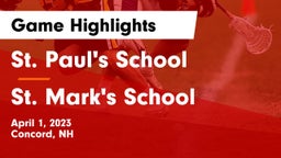 St. Paul's School vs St. Mark's School Game Highlights - April 1, 2023