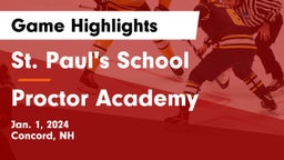 St. Paul's School vs Proctor Academy  Game Highlights - Jan. 1, 2024