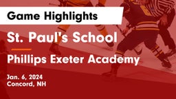 St. Paul's School vs Phillips Exeter Academy Game Highlights - Jan. 6, 2024