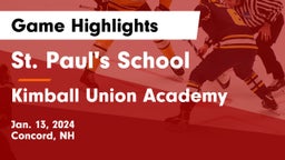 St. Paul's School vs Kimball Union Academy Game Highlights - Jan. 13, 2024