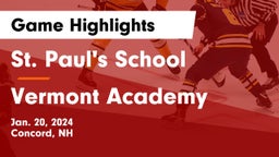 St. Paul's School vs Vermont Academy Game Highlights - Jan. 20, 2024