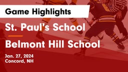 St. Paul's School vs Belmont Hill School Game Highlights - Jan. 27, 2024